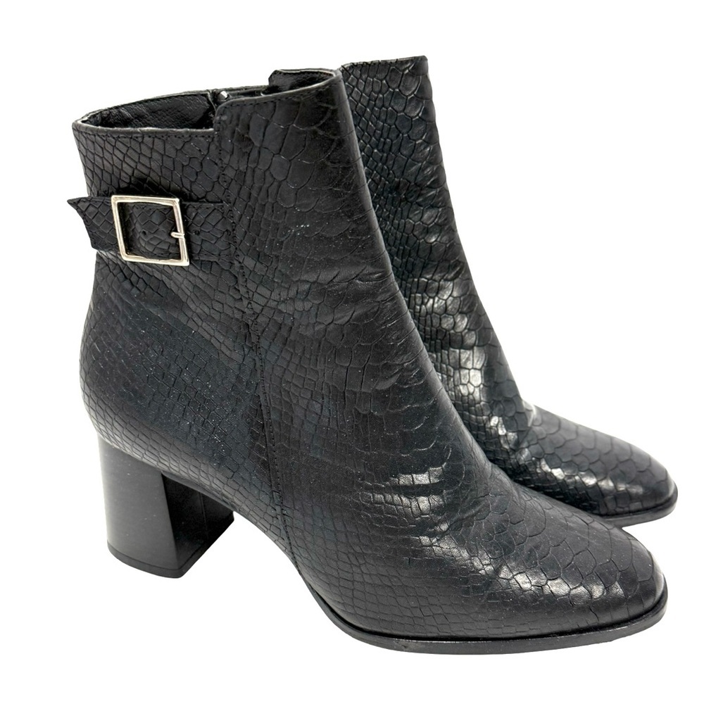 Antonio de Faria Camila Leather Snake Embossed Ankle Boots Sz 9